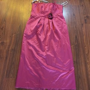 DAVID'S BRIDAL pink formal dress with rose accent